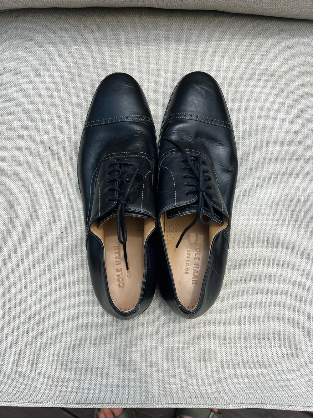 Cole Haan Black Leather Cap-Toe Oxford Dress Shoes